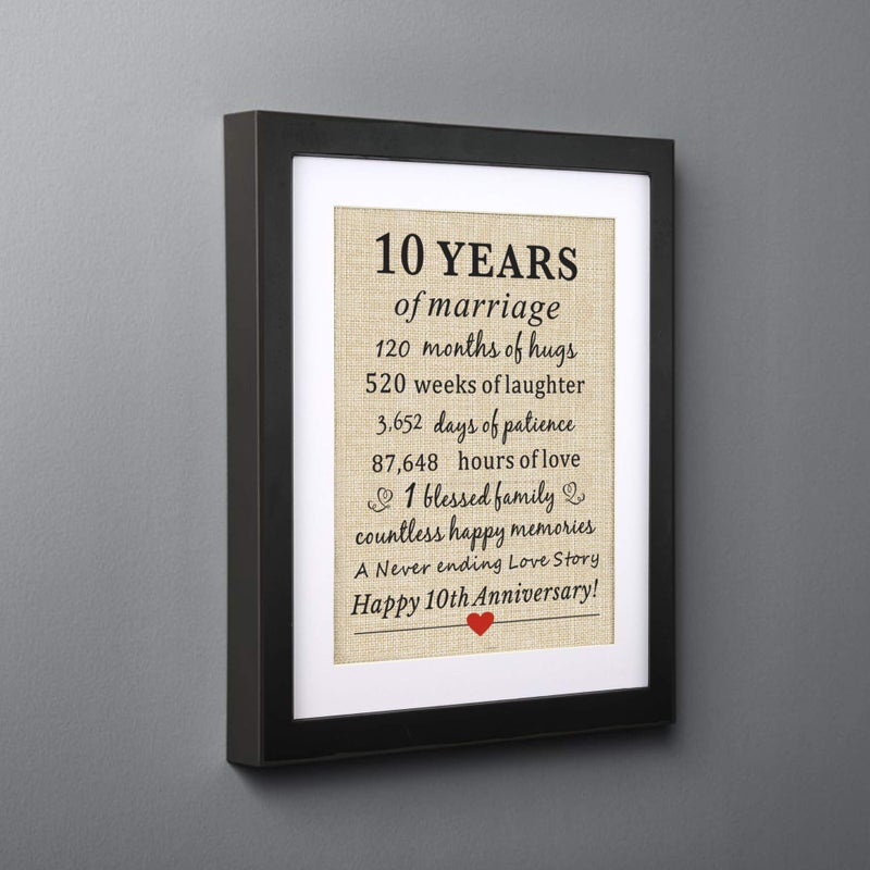 Corfara 10th Anniversary Frame 11" W X 13" H, Couples 10 Years of Marriage Gift, 10th Wedding Anniversary Keepsake Gifts for Husband Wife Him Her - Image 3